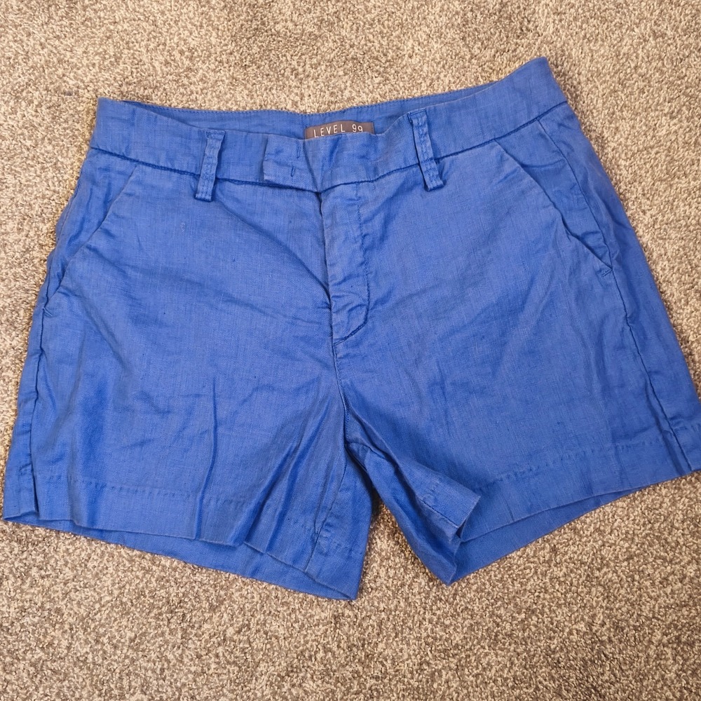 Level 99‎ Linen Blend Shorts Womens 28 Blue Casual Summer